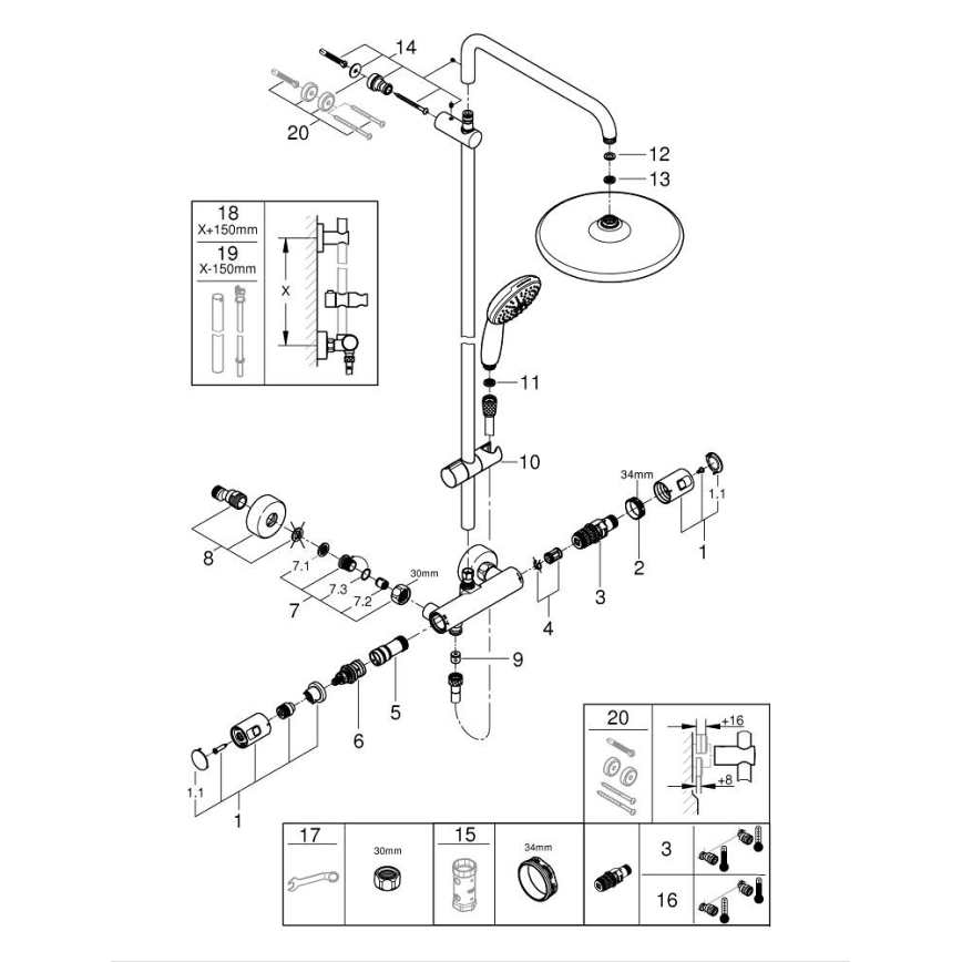 GROHE 26677001 - Zuhanyrendszer VITALIO START SYSTEM 250 fényes króm