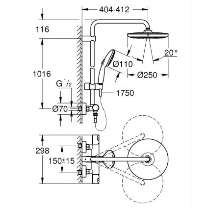 GROHE 26677001 - Zuhanyrendszer VITALIO START SYSTEM 250 fényes króm