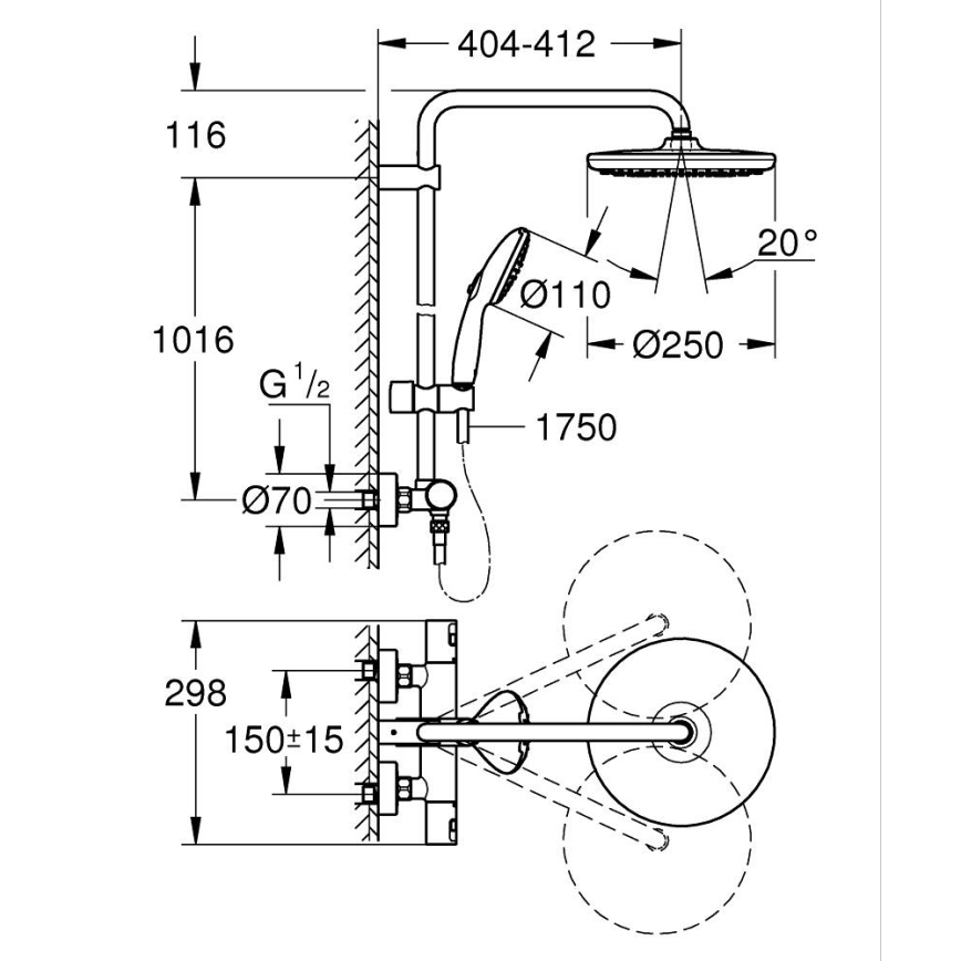 GROHE 266772431 - Zuhanyrendszer VITALIO START SYSTEM 250 390 mm fekete