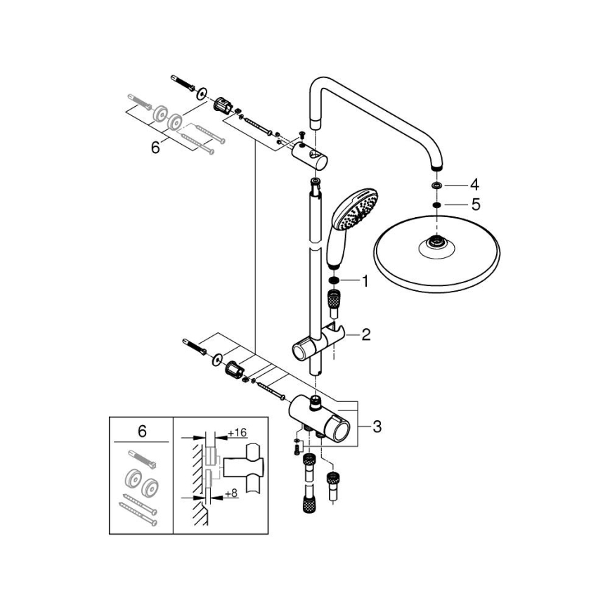 GROHE 26680001 - Zuhanyrendszer VITALIO START SYSTEM 250 390 mm fém, króm