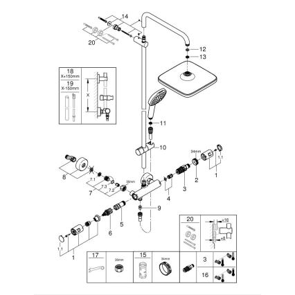 GROHE 266962431 - VITALIO COMFORT 250 zuhanyrendszer 250 × 250 mm fekete
