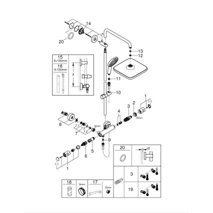 GROHE 26697001 - VITALIO COMFORT 250 zuhanyrendszer 250 × 250 mm fényes króm
