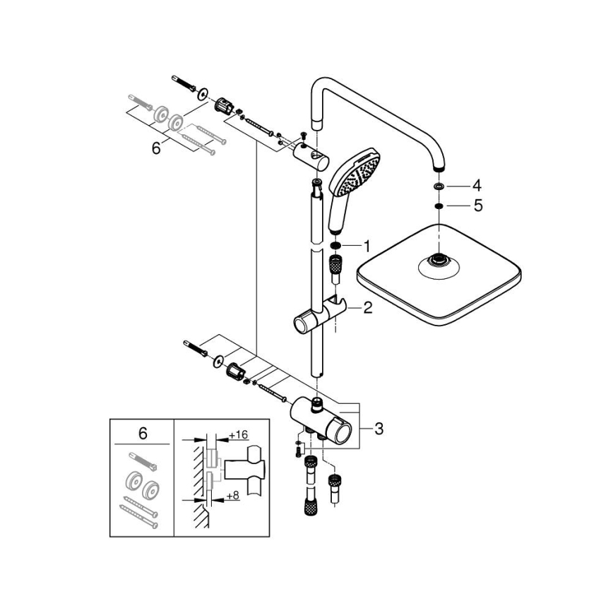 GROHE 26698001 - VITALIO COMFORT 250 zuhanyrendszer fényes króm