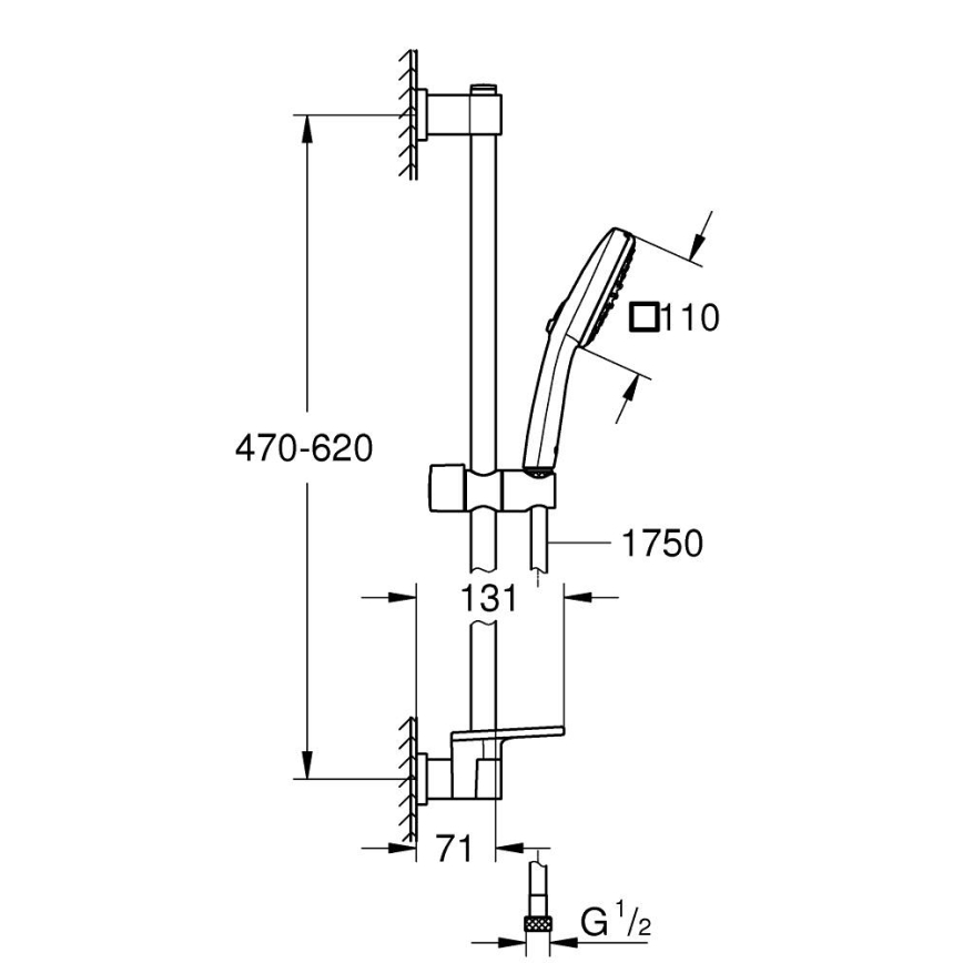 GROHE 26929001 - VITALIO COMFORT 110 zuhanyszett, 600 mm, fényes króm