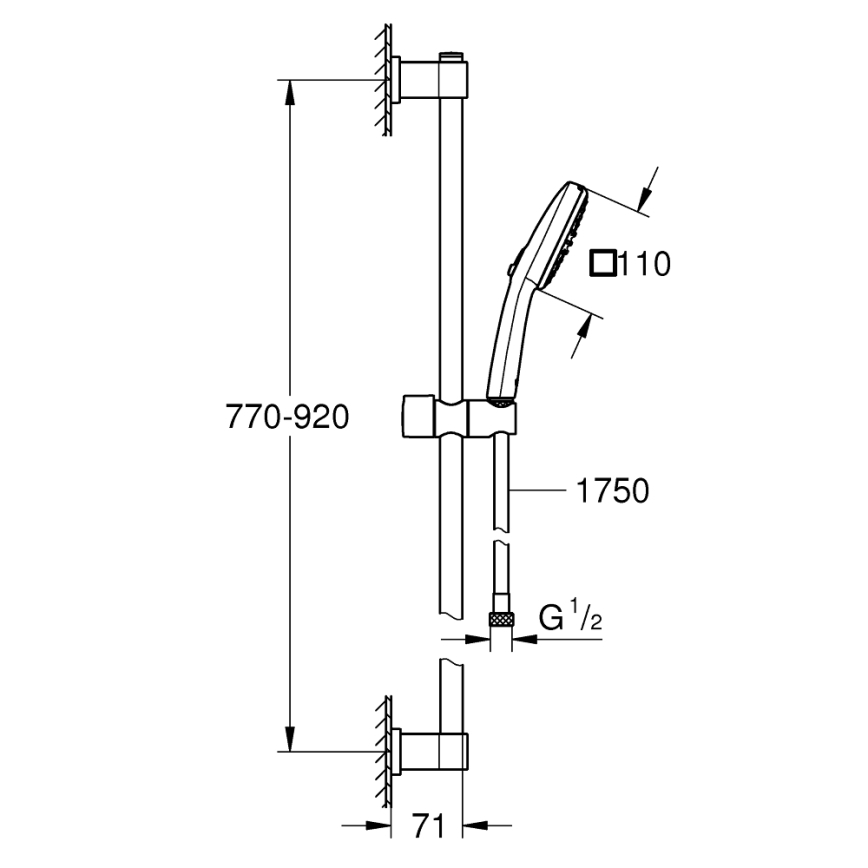 GROHE 26930001 - VITALIO COMFORT 110 zuhanyszett, 900 mm, fényes króm