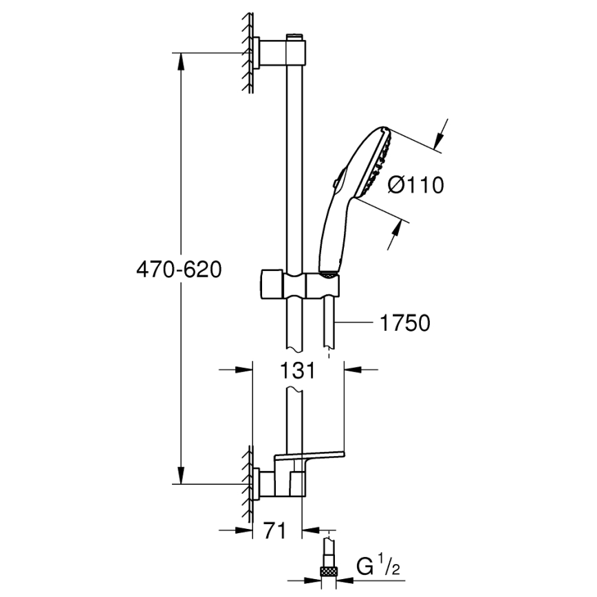 GROHE 26952001 - VITALIO START 110 zuhanyszett 600 mm fényes króm