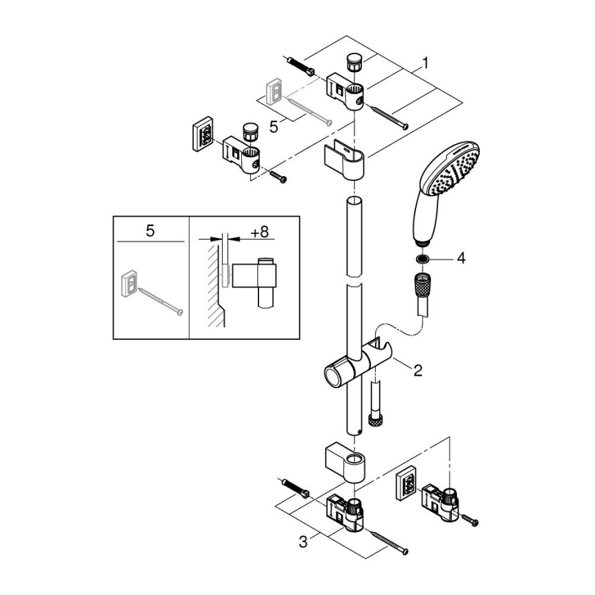 GROHE 26953001 - VITALIO START 110 900 mm zuhanyszett, fényes króm