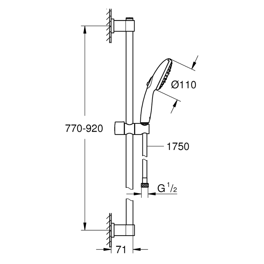 GROHE 26956001 - VITALIO START 110 zuhanyszett, 900 mm, fényes króm