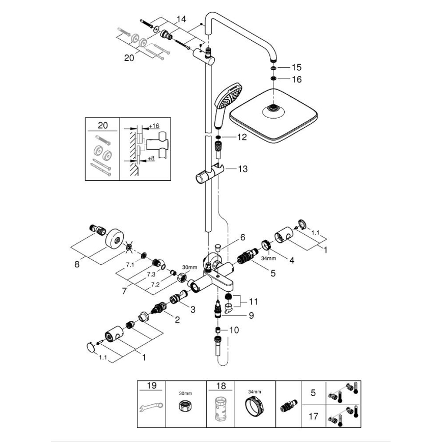 GROHE 26984001 - Zuhanyrendszer VITALIO COMFORT 390 mm fényes króm