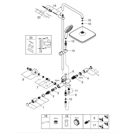 GROHE 269842431 - Zuhanyrendszer VITALIO COMFORT 250 250 × 250 mm fekete
