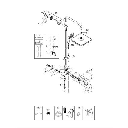 GROHE 26985001 - Zuhanyrendszer VITALIO COMFORT 250 250 × 250 mm fényes króm