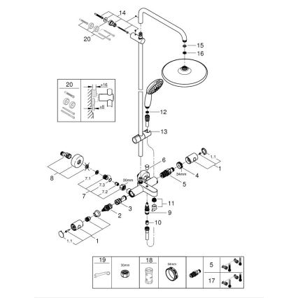 GROHE 26988001 - VITALIO START SYSTEM 390 mm zuhanyrendszer, fényes króm