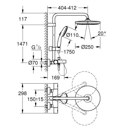 GROHE 26988001 - VITALIO START SYSTEM 390 mm zuhanyrendszer, fényes króm