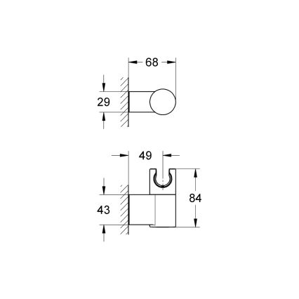 GROHE 27055000 - Falra szerelhető RAINSHOWER zuhanytartó, fényes króm