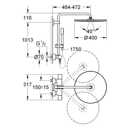 GROHE 27174001 - RAINSHOWER SYSTEM 400 450 mm zuhanyrendszer, magasfényű króm