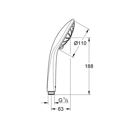 GROHE 27221000 - Kézi zuhany TEMPESTA COSMOPOLITAN 100, 3 sugár, fényes króm