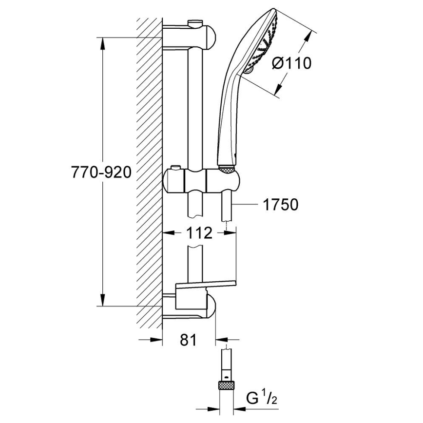GROHE 27226001 - EUPHORIA 110 Massage zuhanyszett 900 mm fényes króm