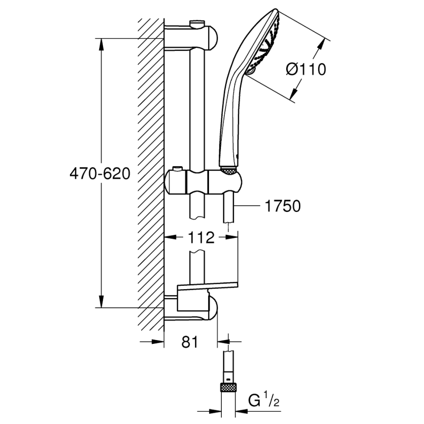 GROHE 27231001 - EUPHORIA 600 mm-es zuhanyszett, fényes króm
