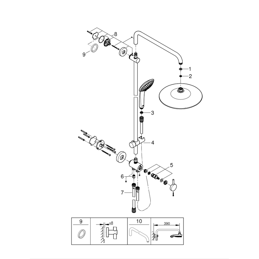 GROHE 27421002 - Zuhanyrendszer EUPHORIA 260 fényes króm
