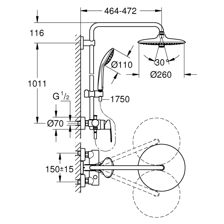 GROHE 27684001 - Zuhanyrendszer VITALIO JOY 260 450 mm fényes króm
