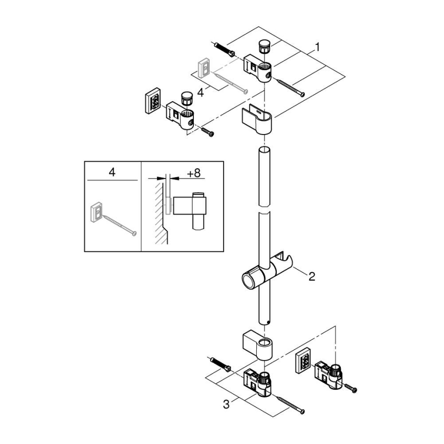 GROHE 277242431 - VITALIO UNIVERSAL zuhanyrúd 600 mm fekete