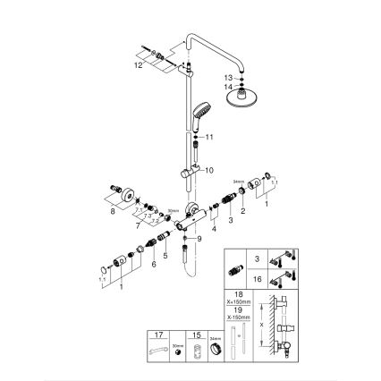 GROHE 27922000 - Zuhanyrendszer TEMPESTA COSMOPOLITAN 160 mm fényes króm