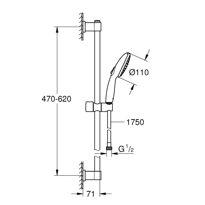 GROHE 279482431 - VITALIO START 110 zuhanyszett, 600 mm, fekete