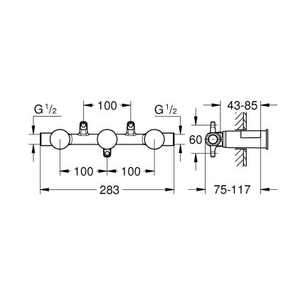 GROHE 29025002 – univerzális beépítőtest háromlyukú mosdócsaptelephez, sárgaréz