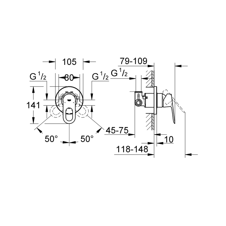 GROHE 29042000 - BAULOOP zuhanycsaptelep, fényes króm