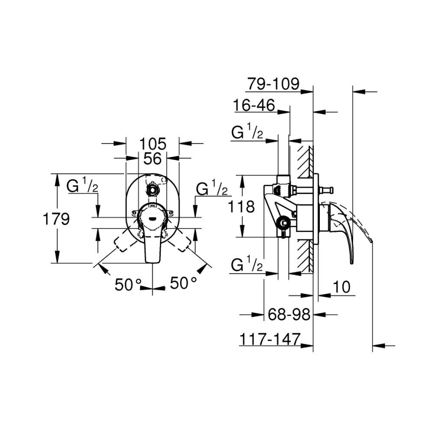 GROHE 29043000 - EUROCUBE fürdőkád csaptelep, fényes króm