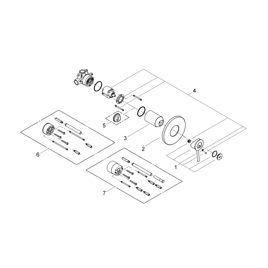 GROHE 29048000 - BAUCLASSIC rejtett beépítésű zuhanycsaptelep, fényes króm