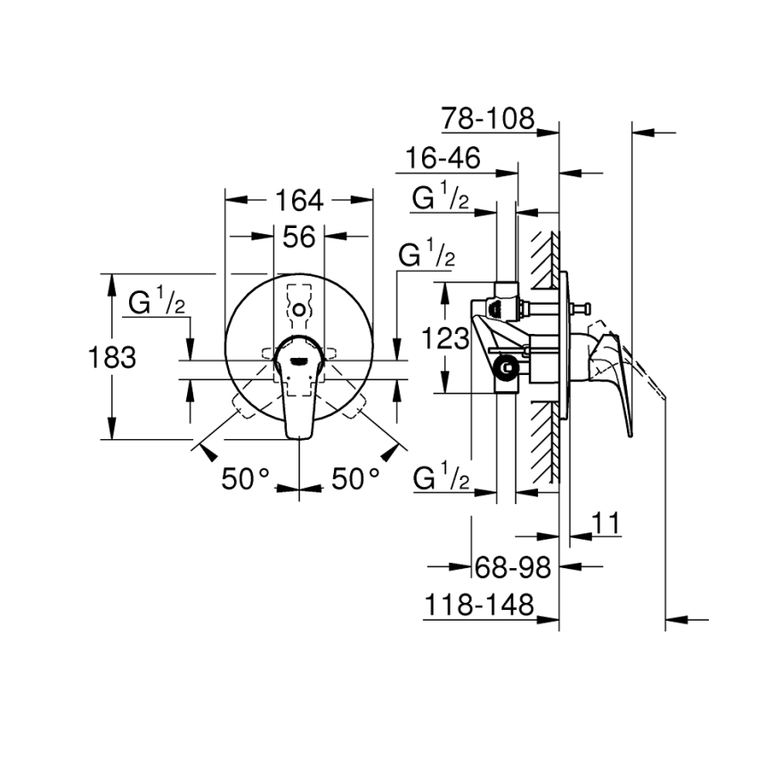 GROHE 29117000 - LINEARE kádcsaptelep, fényes króm