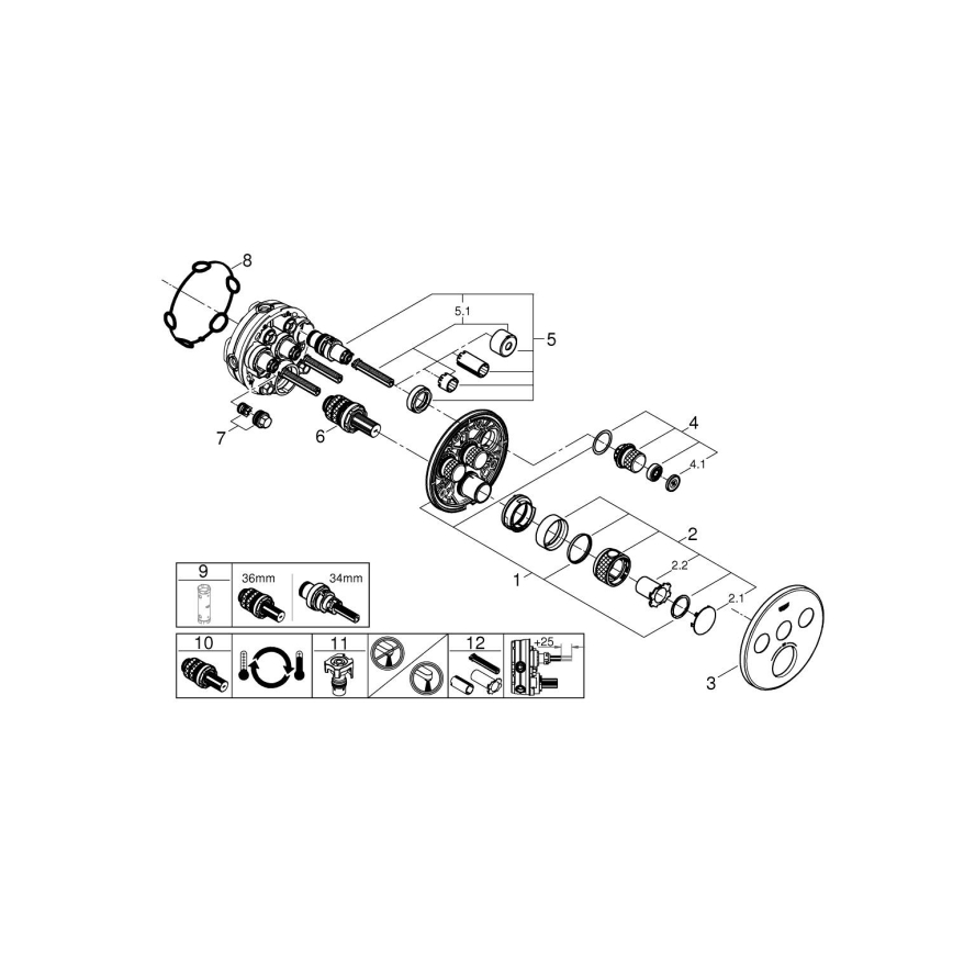 GROHE 29121A00 - Termosztátos falba süllyeszthető zuhanycsaptelep GROHTHERM SMARTCONTROL, grafit