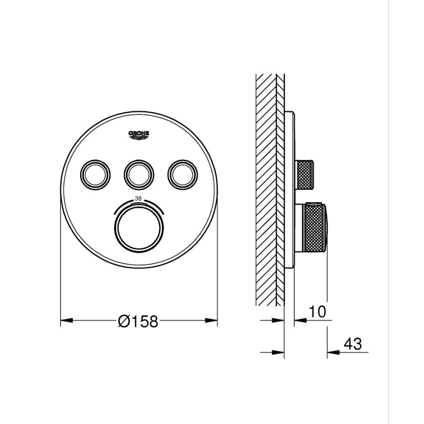 GROHE 29121AL0 - Falba süllyesztett termosztátos zuhanycsaptelep GROHTHERM SMARTCONTROL grafit