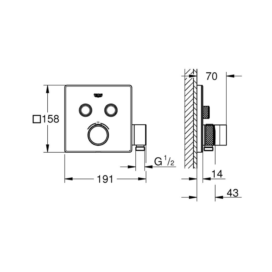 GROHE 29125000 - GROHTHERM SMARTCONTROL termosztátos kádcsaptelep, króm