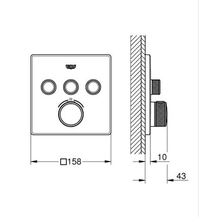GROHE 29126AL0 - GROHTHERM SMARTCONTROL termosztát 158 × 158 mm grafitszürke