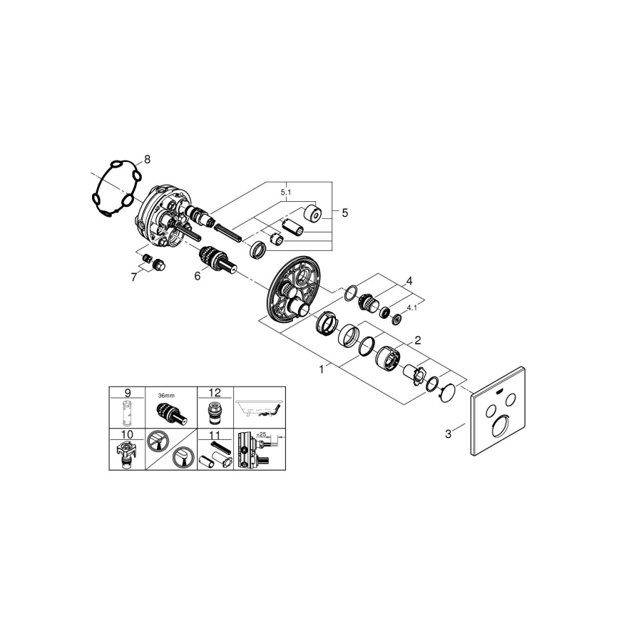 GROHE 29148000 - Falba süllyesztett csaptelep takarólemez SMARTCONTROL, fényes króm