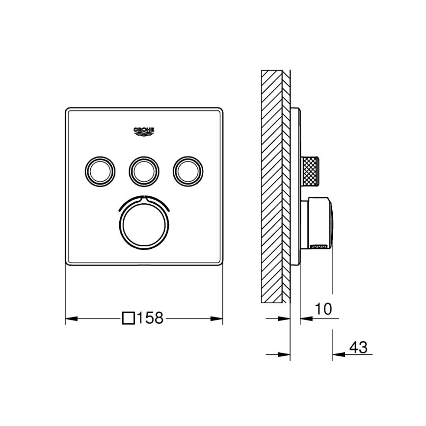 GROHE 29149000 - SMARTCONTROL falba süllyesztett csaptelep takarólap 158 × 158 mm króm