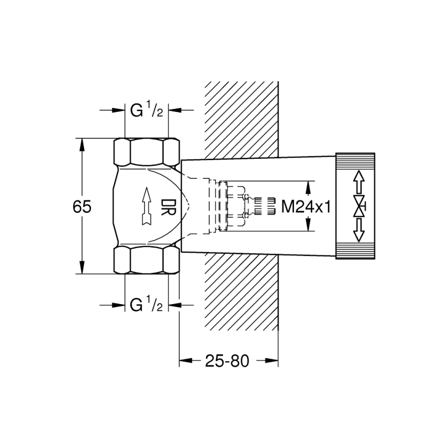 GROHE 29800000 - Alsó elem beépített szelephez DN 15, sárgaréz