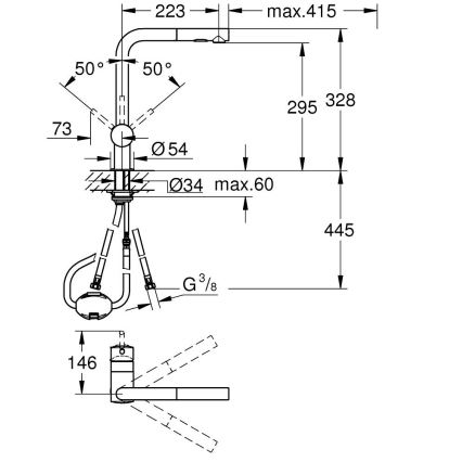 GROHE 30274000 - Mosogatócsaptelep L-kifolyóval, fényes króm