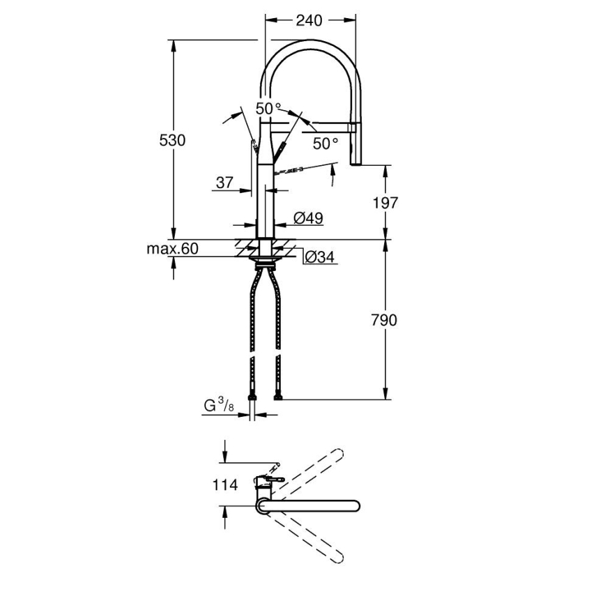 GROHE 30294A00 - Mosogató csaptelep ESSENCE grafit