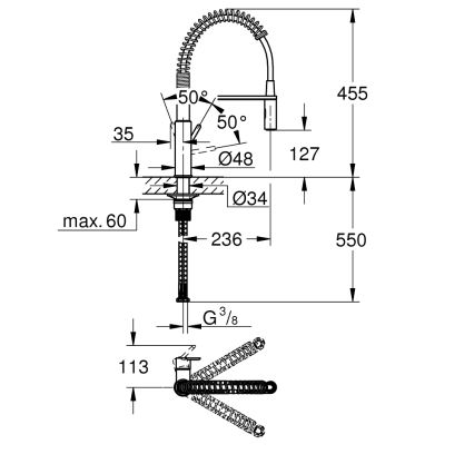 GROHE 30361000 - Mosogató csaptelep GET 455 mm fényes króm
