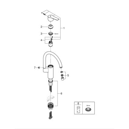 GROHE 30469000 - START mosogató csaptelep magas kifolyóval, fényes króm