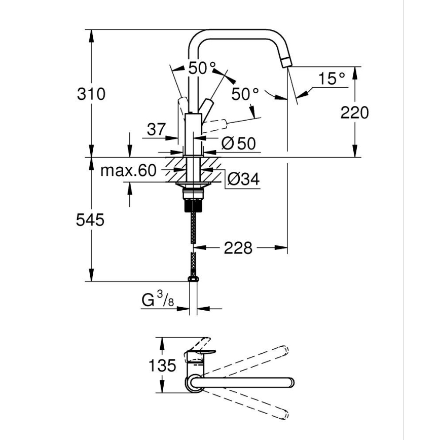 GROHE 30470DC0 - START mosogató csaptelep, 310 mm, rozsdamentes acél