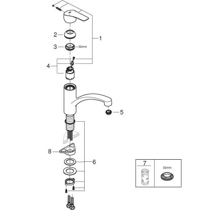 GROHE 305302432 - START 184 mm fekete mosogató csaptelep