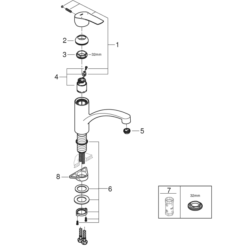 GROHE 305302432 - START 184 mm fekete mosogató csaptelep