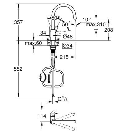 GROHE 30562000 - Mosogató csaptelep START CURVE 357 mm fényes króm