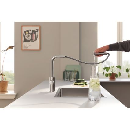 GROHE 30590DC0 - Konyhai csaptelep kihúzható kifolyófejjel BLUE PURE rozsdamentes acél