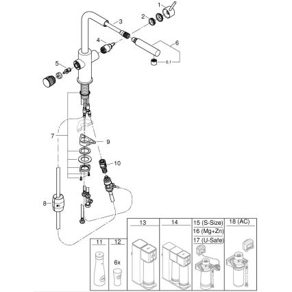 GROHE 30590DC0 - Konyhai csaptelep kihúzható kifolyófejjel BLUE PURE rozsdamentes acél