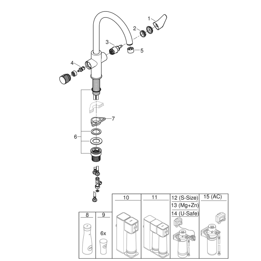 GROHE 30592000 - Mosogató csaptelep BLUE PURE StartCurve 411 mm, fényes króm